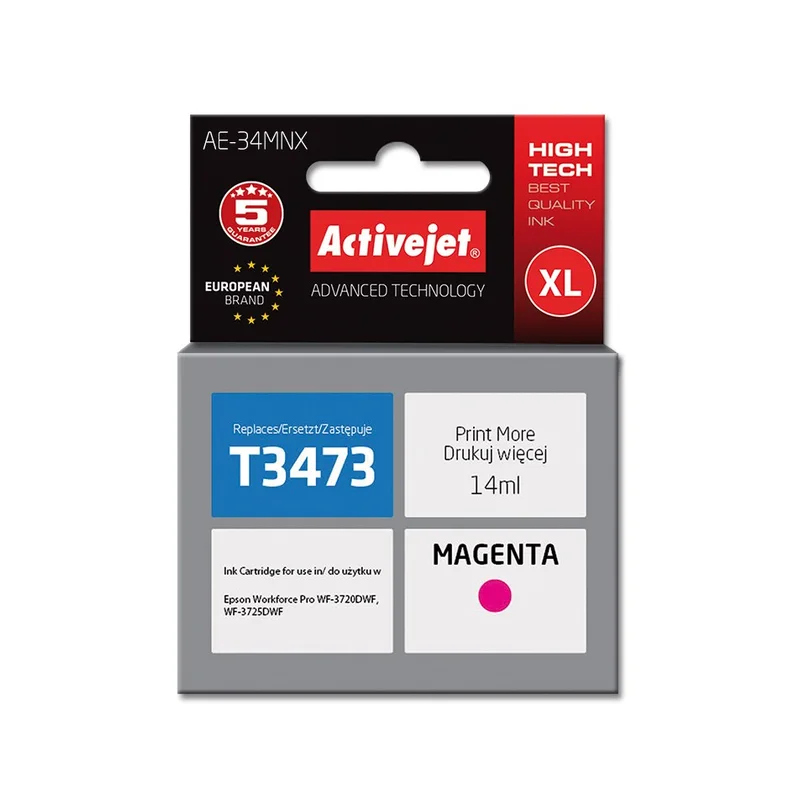 Activejet AE-34MNX Ink Cartridge (replacement for Epson 34XL T3473; Supreme; 14 ml; magenta)