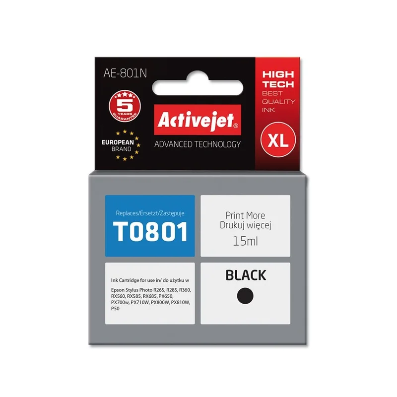 Activejet AE-801N ink (replacement for Epson T0801; Supreme; 15 ml; black)