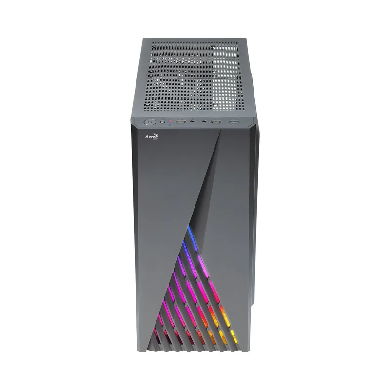 Aerocool DELTABKV1 ATX PC Case RGB Front Full Side Window 12cm Fan Black