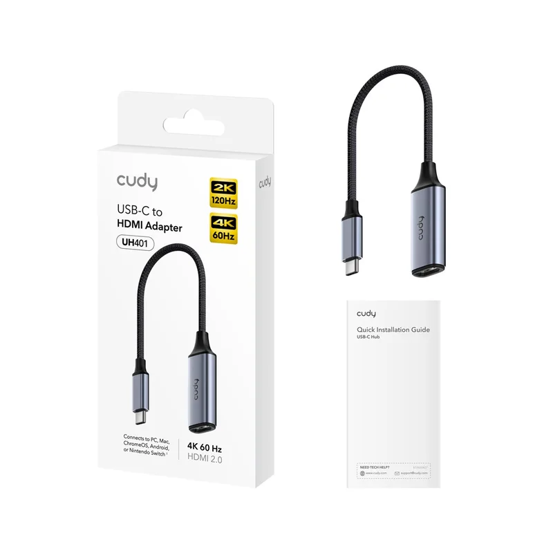 Cudy UH401 USB graphics adapter Grey, Silver