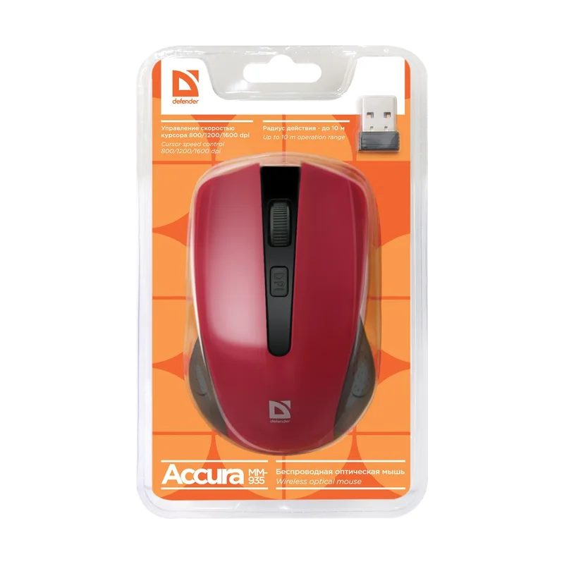 Defender MM-935 mouse Ambidextrous RF Wireless Optical 1600 DPI