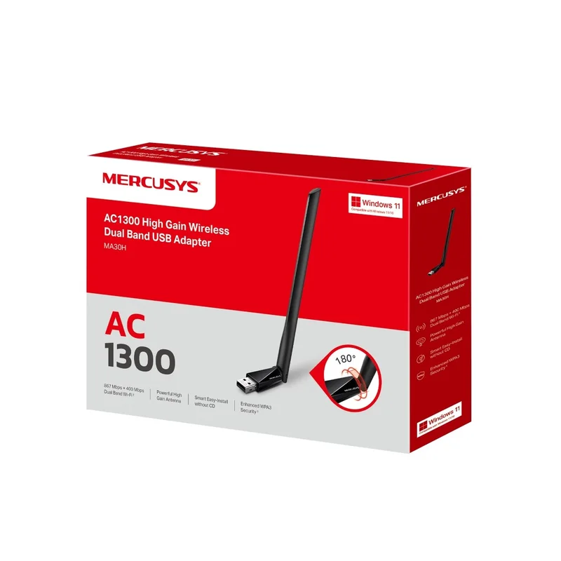 Drahtlose USB-Netzwerkkarte MERCUSYS MA30H AC1300 Dual Band Black