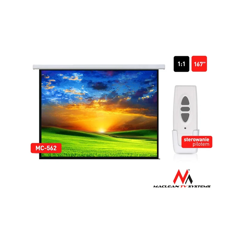 Electric motorized projector screen home cinema remote control Maclean MC-562