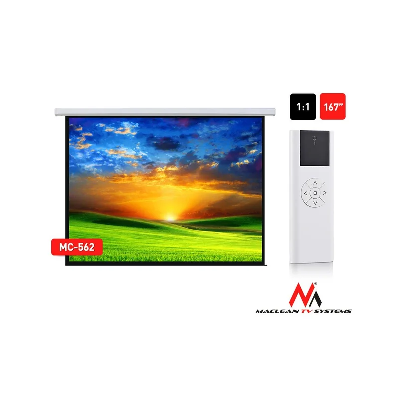 Electric motorized projector screen home cinema remote control Maclean MC-562