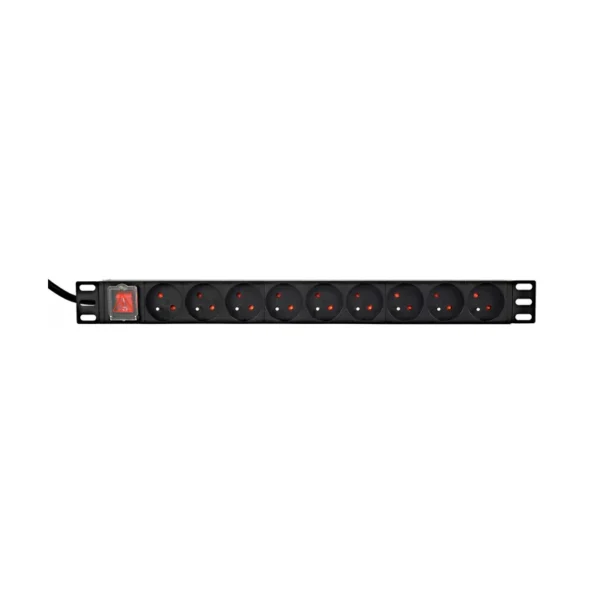 EnerGenie EG-PDU-9F2F Power distribution unit (PDU), 10 pcs C13 sockets, 1U, 16A, C20 plug 2 m cable, black