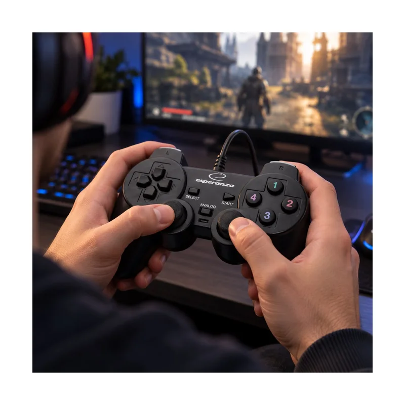 Esperanza EG102 Gaming Controller Black USB 2.0 Gamepad Analogue / Digital PC, Playstation 3