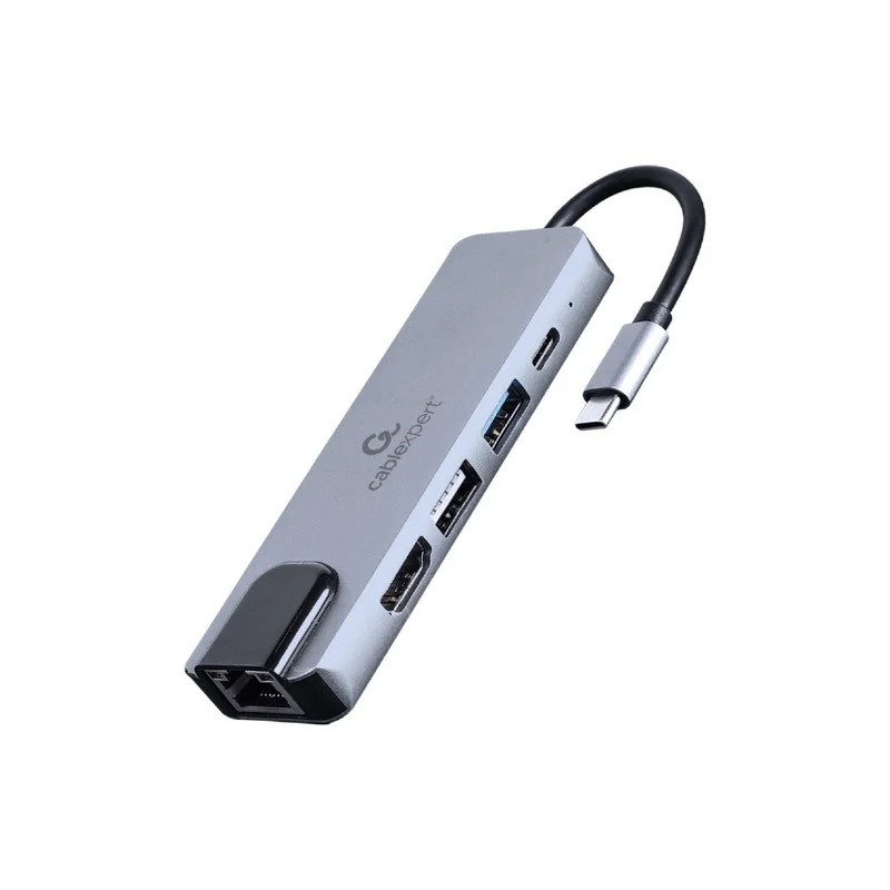 Gembird A-CM-COMBO5-04 USB Type-C 5-in-1 multi-port adapter (Hub + HDMI + PD + LAN)