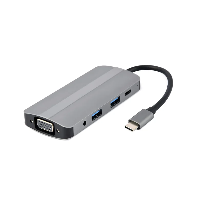 Gembird A-CM-COMBO8-02 notebook dock/port replicator USB Type-C Silver
