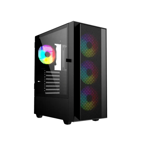 Gembird Fornax 4000 ARGB gaming ATX computer case, Midi Tower, backlight, Black