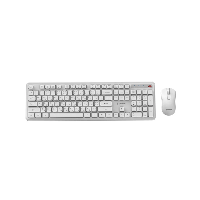 Gembird KBS-WPS-01 Slim Pro Business wireless desktop set, white, RU layout