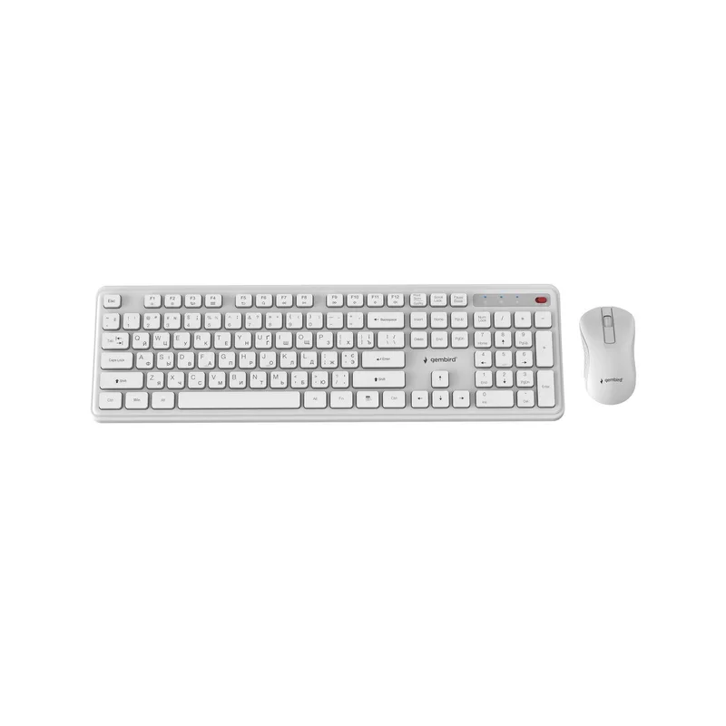 Gembird KBS-WPS-01 Slim Pro Business wireless desktop set, white, RU layout