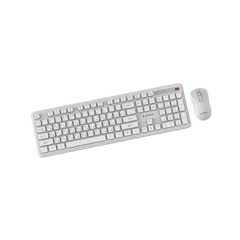 Gembird KBS-WPS-01 Slim Pro Business wireless desktop set, white, RU layout