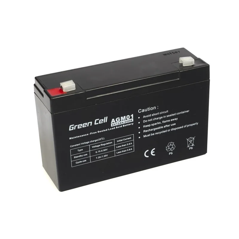 Green Cell AGM Battery 6V 12Ah 12.000 mAh Sealed Lead Acid (VRLA)