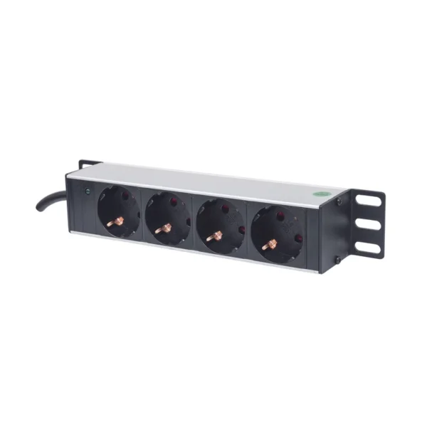 Intellinet 10" 1U Rackmount 4-Output Power Distribution Unit (PDU) EU CEE 7/3 Outlets, With Power Indicator, No Surge Protection, Built-in 1.8m Power Cord with EU CEE 7/4 Plug