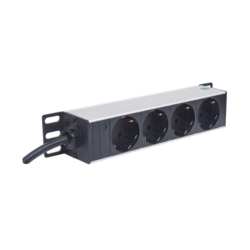 Intellinet 10" 1U Rackmount 4-Output Power Distribution Unit (PDU) EU CEE 7/3 Outlets, With Power Indicator, No Surge Protection, Built-in 1.8m Power Cord with EU CEE 7/4 Plug
