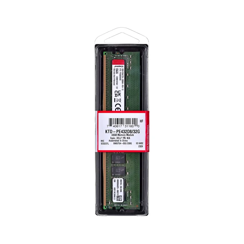 Kingston dedicated memory for Dell 32GB DDR4-3200Mhz Reg ECC x8 Module