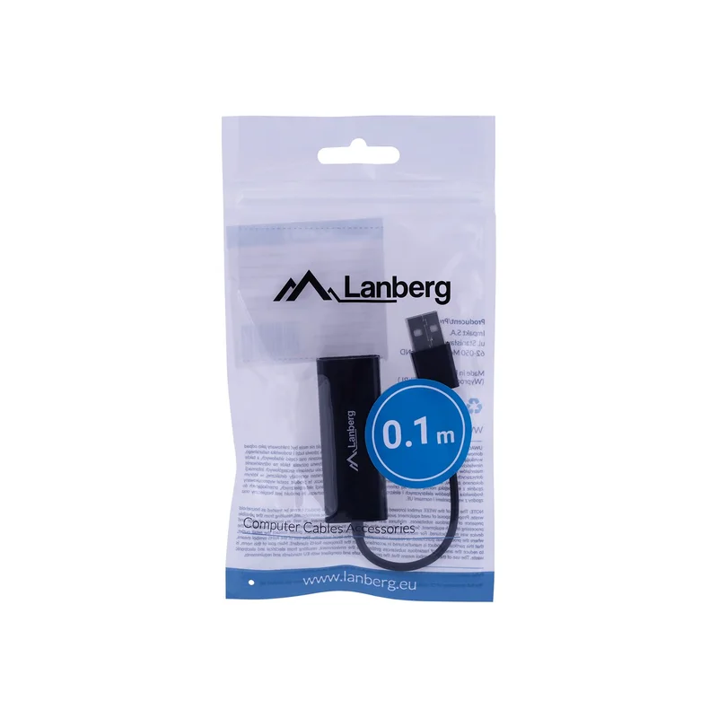 Lanberg NC-0100-01 cable interface/gender adapter USB-A RJ-45 Black