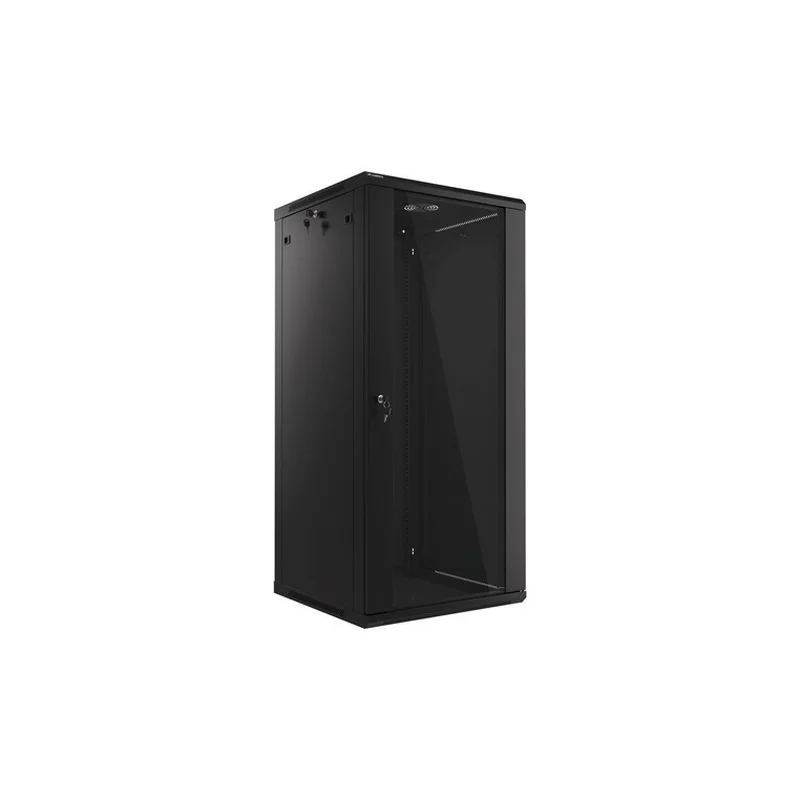 Lanberg wall-mounted installation rack cabinet 19'' 27U 600x600mm black (glass door)
