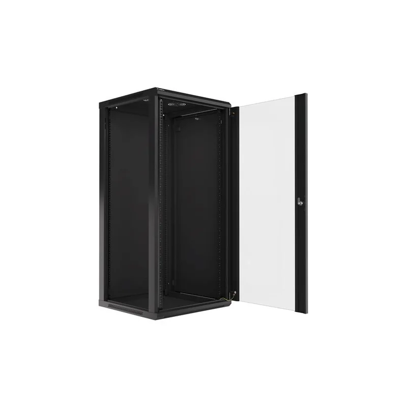 Lanberg wall-mounted installation rack cabinet 19'' 27U 600x600mm black (glass door)