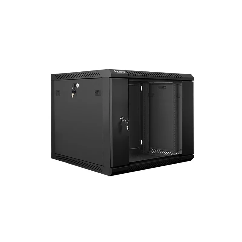 Lanberg wall-mounted installation rack cabinet 19'' 9U 600x600mm black (glass door)
