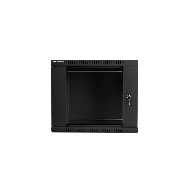Lanberg wall-mounted installation rack cabinet 19'' 9U 600x600mm black (glass door)