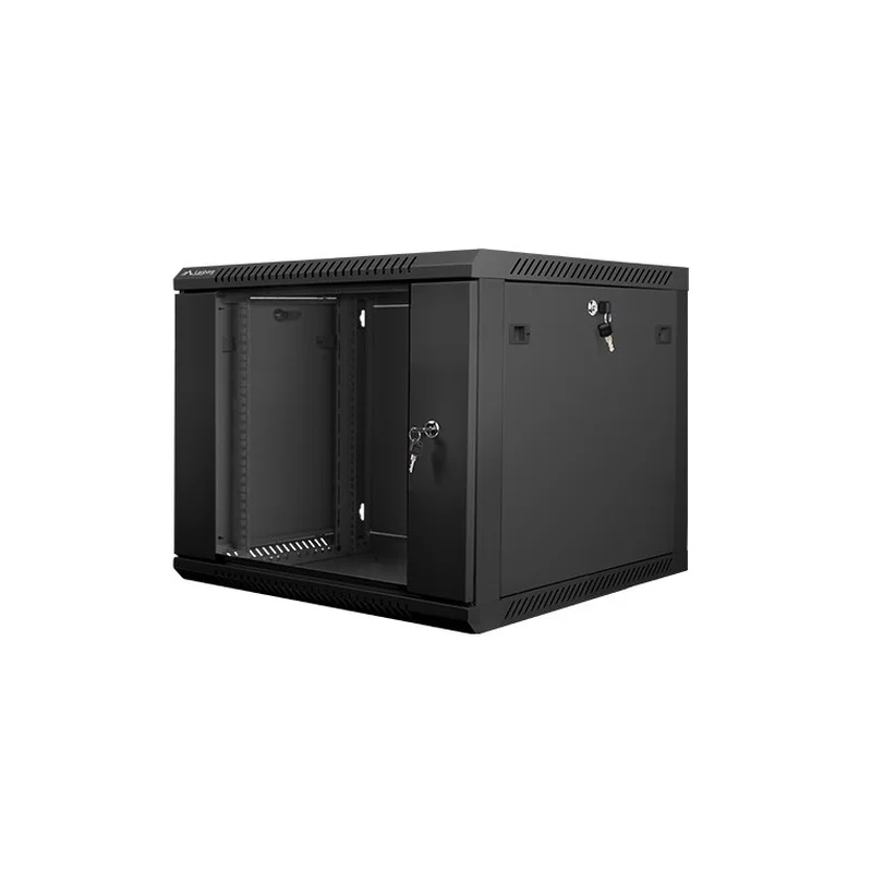 Lanberg wall-mounted installation rack cabinet 19'' 9U 600x600mm black (glass door)