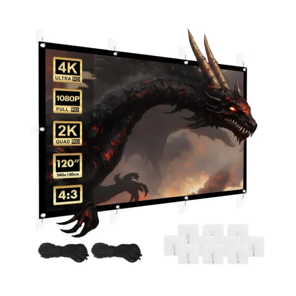 Maclean projection screen, 120", 240x180cm, 25mm 4:3 border, tension hooks, MC-169