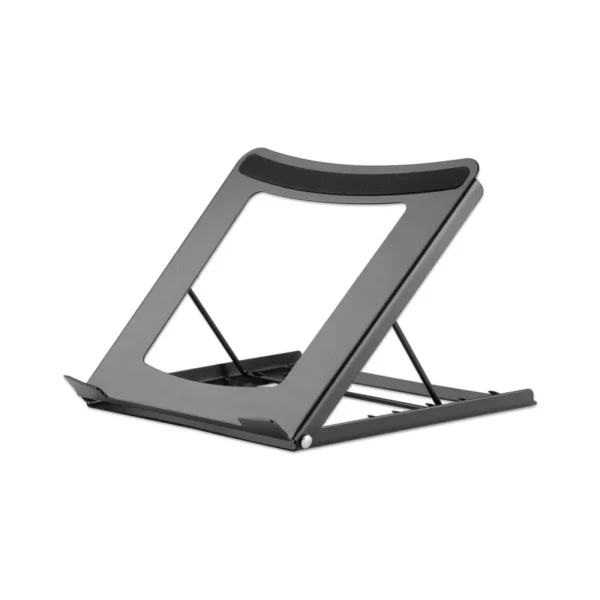 Manhattan Laptop and Tablet Stand, Adjustable (5 positions), Suitable for all tablets and laptops up to 15.6", Portable and Lightweight, Steel, Black, Lifetime Warranty