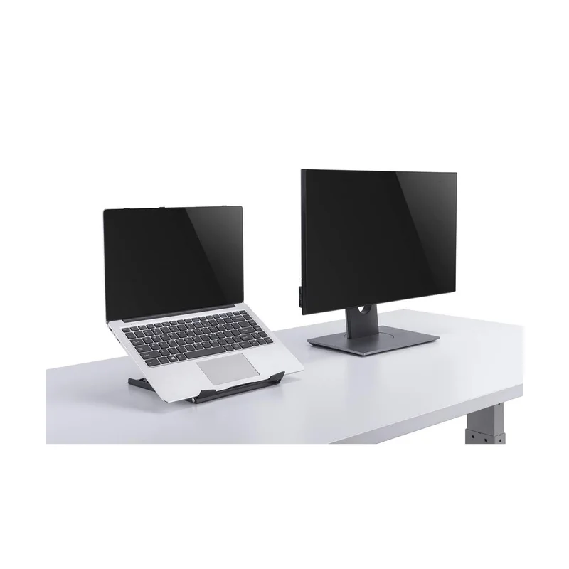 Manhattan Laptop and Tablet Stand, Adjustable (5 positions), Suitable for all tablets and laptops up to 15.6", Portable and Lightweight, Steel, Black, Lifetime Warranty