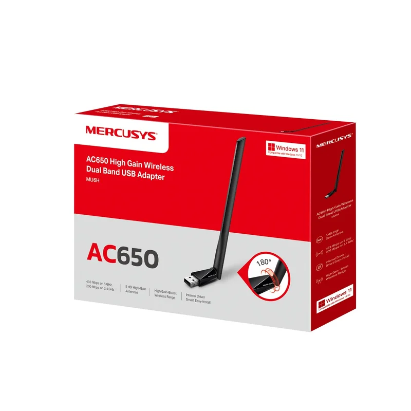 Mercusys AC650 High Gain Wireless Dual Band USB Adapter
