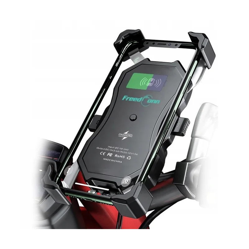 MOTORBIKE PHONE HOLDER FREEDCONN MC1W WITH INDUCTIVE CHARGER + BM2R HEAD TUBE ATTACHMENT