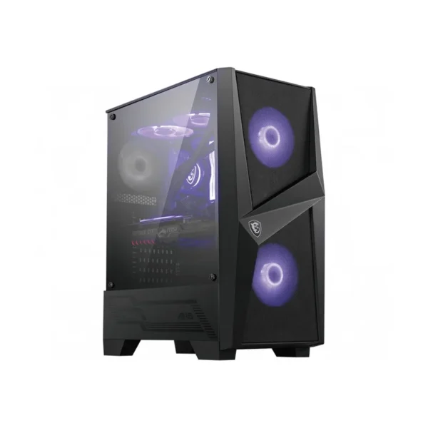 MSI MAG FORGE 100M Mid Tower Gaming Computer Case 'Black, 2x 120mm ARGB PWM Fan, 1x 120mm Fan, 1-6 ARGB Hub, Mystic Light Sync, Tempered Glass Panel, ATX, mATX, mini-ITX'