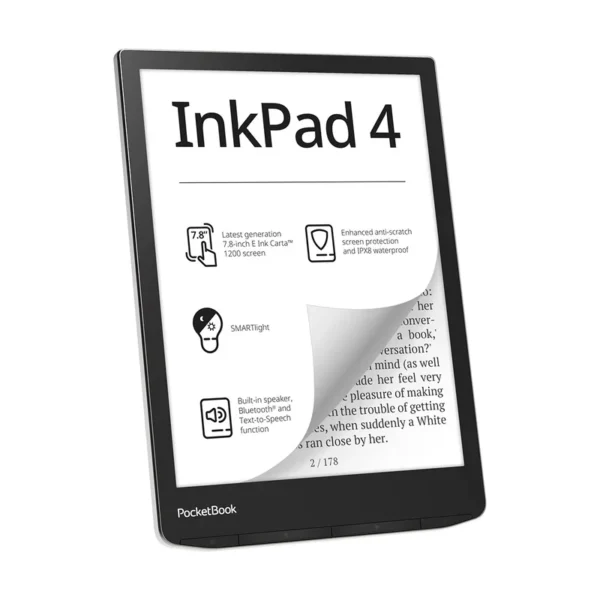 PocketBook InkPad 4 e-book reader Touchscreen 32 GB Wi-Fi Black, Silver