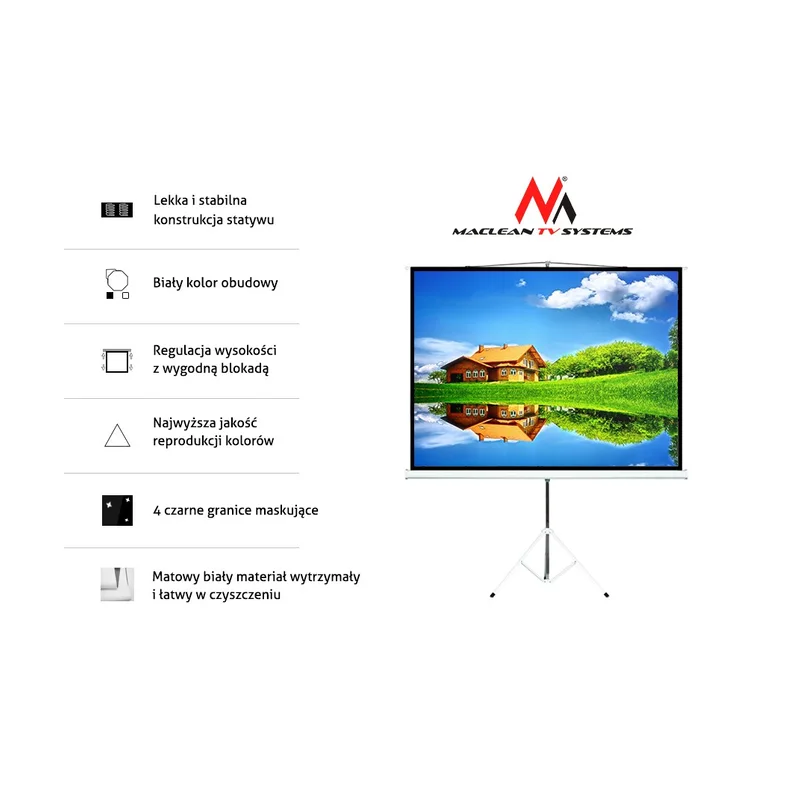 Projection Screen With 200x200 Tripods Maclean MC-680