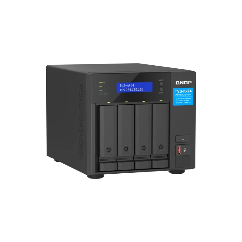 QNAP TVS-H474 NAS Tower Intel® Core™ i3 i3-12100 8 GB DDR4 0 TB QuTS hero Black