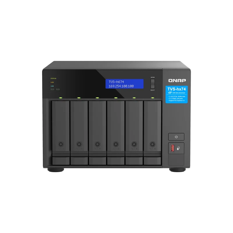 QNAP TVS-h674 NAS Tower Intel® Core™ i3 i3-12100 16 GB DDR4 0 TB QuTS hero Black