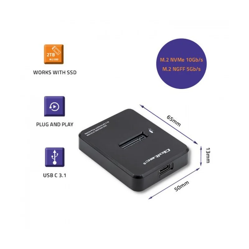 Qoltec 50313 storage drive enclosure SSD enclosure Black M.2