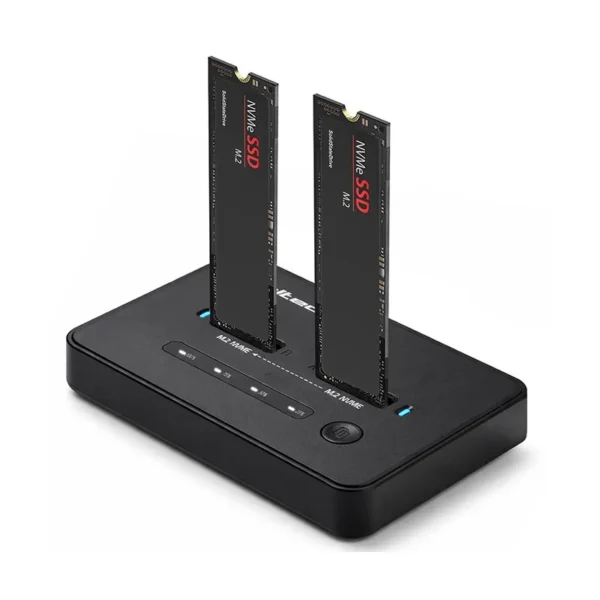 Qoltec 52366 M.2 NVMe SSD Docking Station | PCIe | USB-C | 20 Gb/s | DUAL 2 x 8TB | Offline cloning