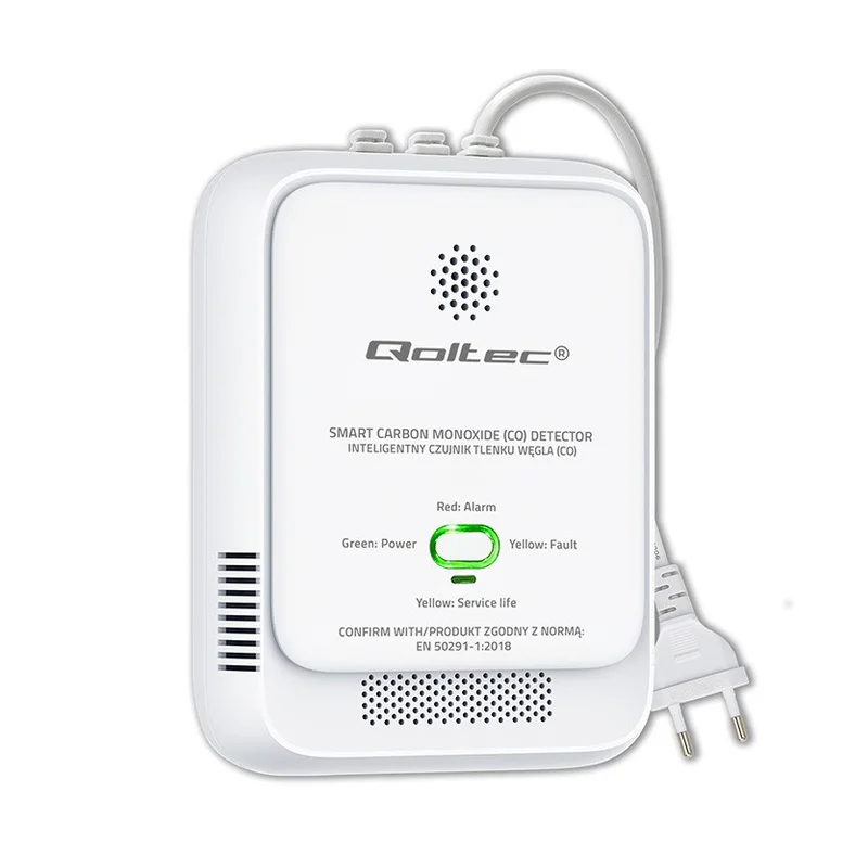 Qoltec 52576 Carbon monoxide sensor | CO detector | alarm 85dB | LED