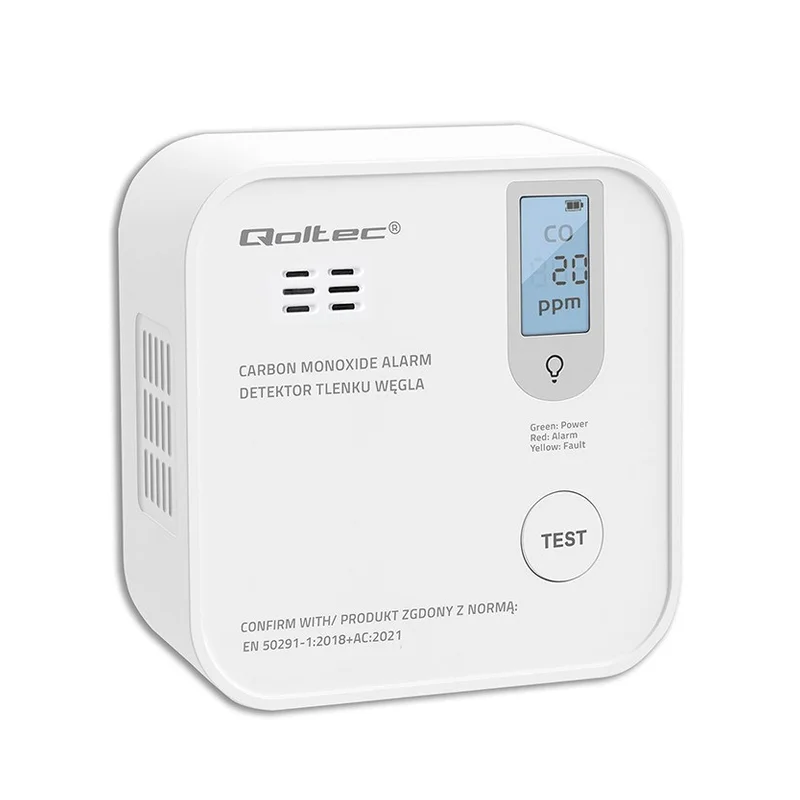 Qoltec 52577 Wireless Carbon monoxide (CO) sensor with battery | sensor service life 10 years | alarm 85dB | LED