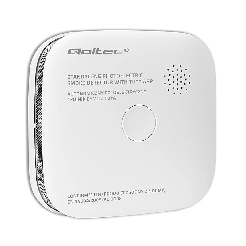 Qoltec 52579 Wireless smoke detector with battery | Tuya | Wi-fi | sensor service life 10 years | alarm 85dB | LED
