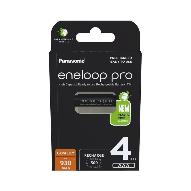 Rechargeable batteries PANASONIC ENELOOP PRO AAA 930 mAh 4 szt (BK-4HCDE/4CP)