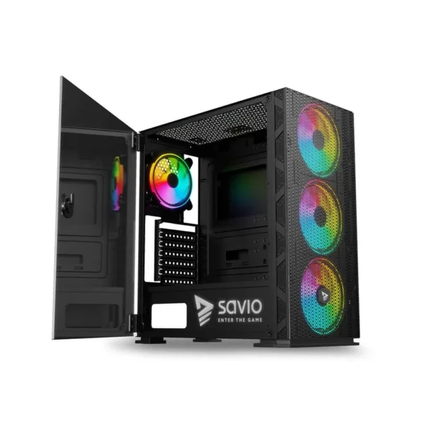 SAVIO PC Case Raptor X1 ARGB Glass/Mesh Black
