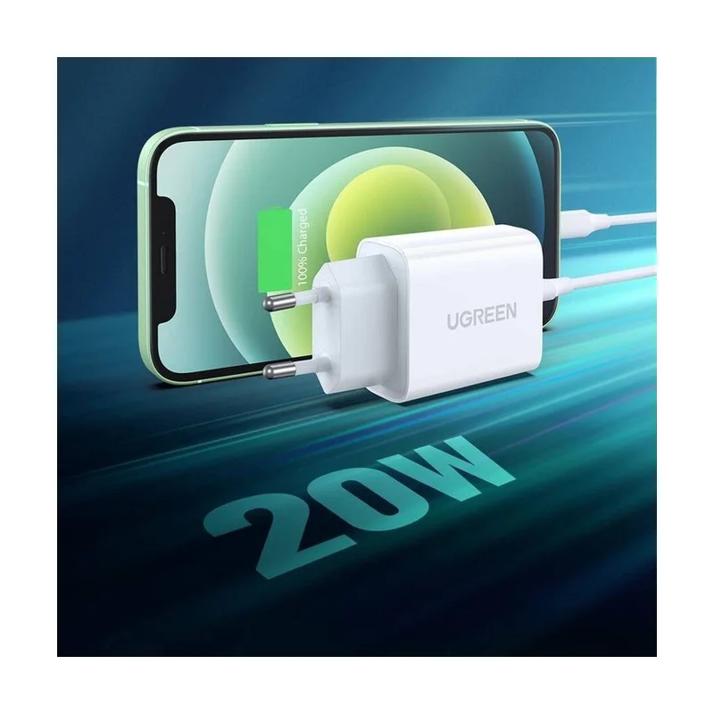 Ugreen USB Power Delivery 3.0 Quick Charge 4.0+ 20W 3A mains charger (white)