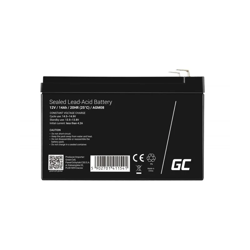 Green Cell AGM08 industrial rechargeable battery Sealed Lead Acid (VRLA) 14000 mAh 12 V